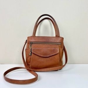 Fossil Genuine Leather Brown British Tan Crossbody Top Handle Purse